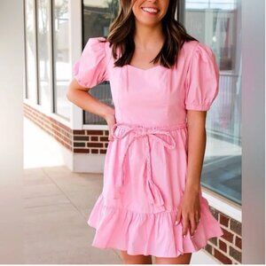 English Factory puff sleeve mini dress in pink